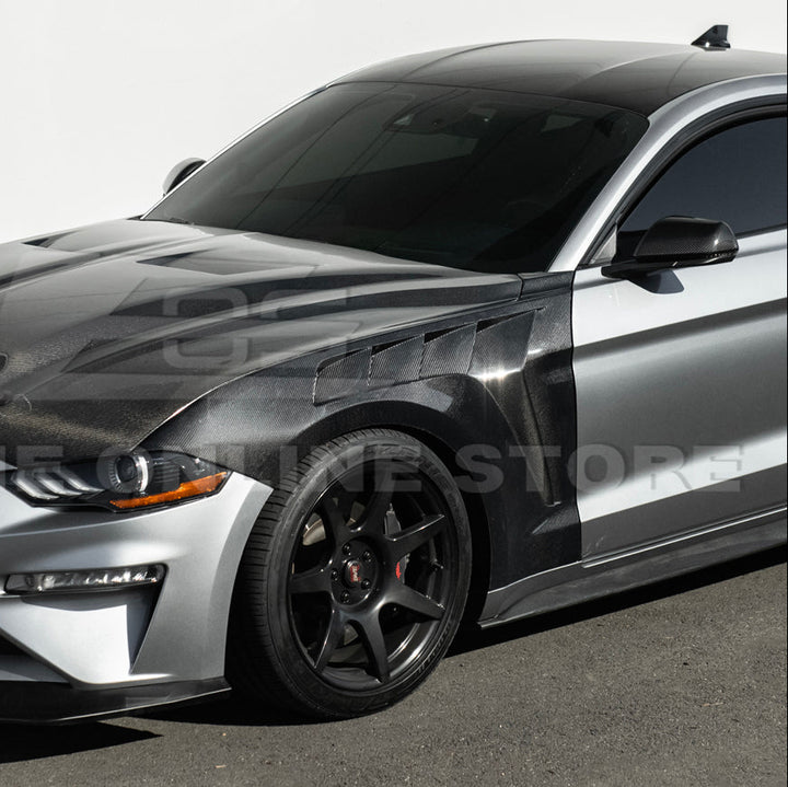 2018-23 Ford Mustang S550 | GTD Style Primed Black Front Side Vented Fenders