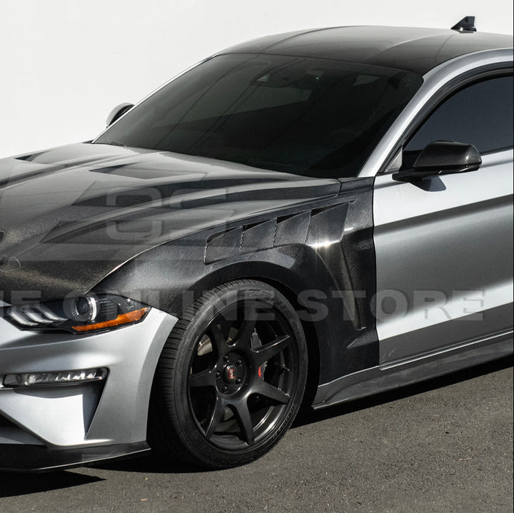 2018-23 Ford Mustang S550 | GTD Style Primed Black Front Side Vented Fenders
