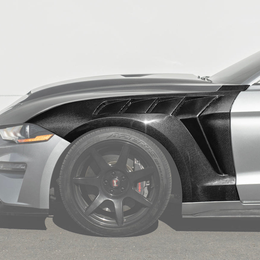 2018-23 Ford Mustang S550 | GTD Style Primed Black Front Side Vented Fenders