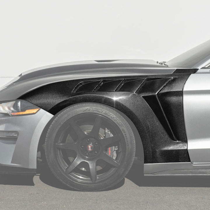 2018-23 Ford Mustang S550 | GTD Style Primed Black Front Side Vented Fenders