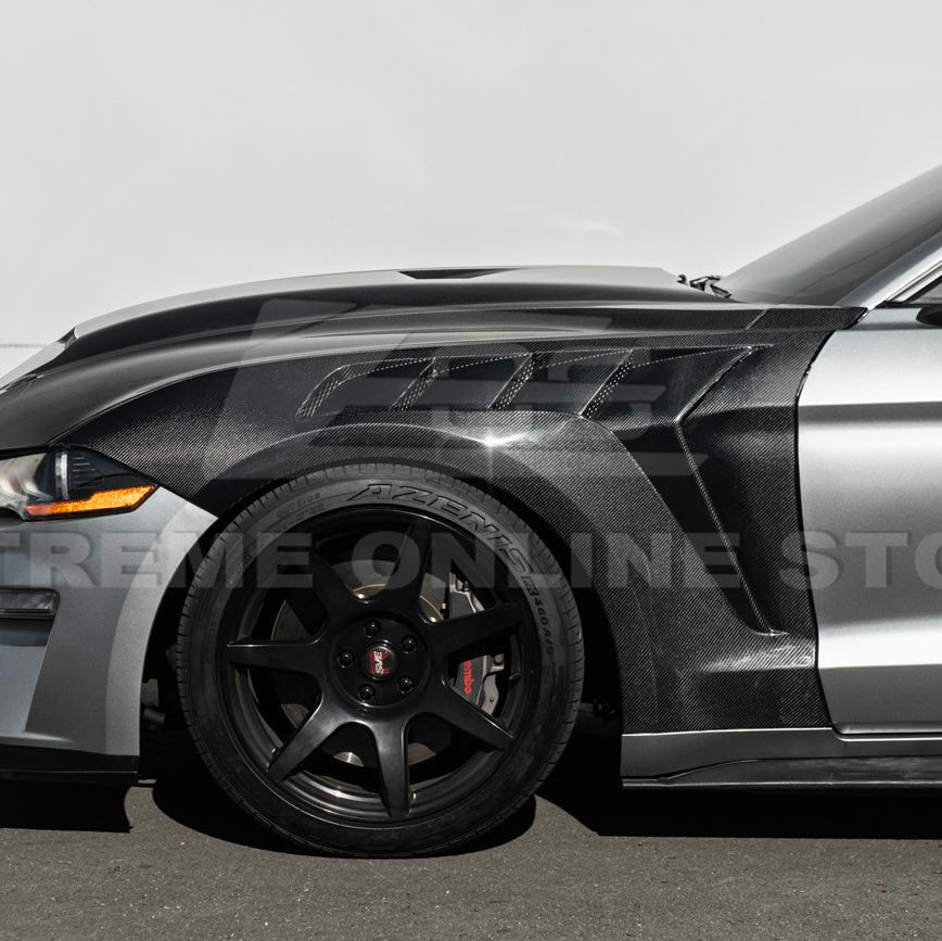 2018-23 Ford Mustang S550 | GTD Style Primed Black Front Side Vented Fenders