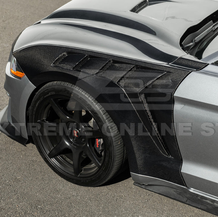 2018-23 Ford Mustang S550 | GTD Style Primed Black Front Side Vented Fenders