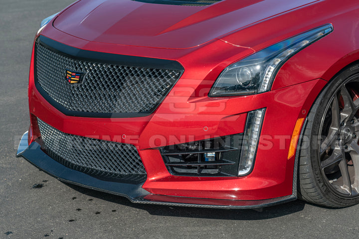 2016-19 Cadillac CTS-V Dry Carbon Fiber Front Splitter Side Wheel Arch