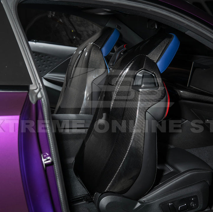 BMW G87 G80 G82 M2 M3 M4 S58 | Dry CARBON FIBER Tape-On Headrest Cover Pair