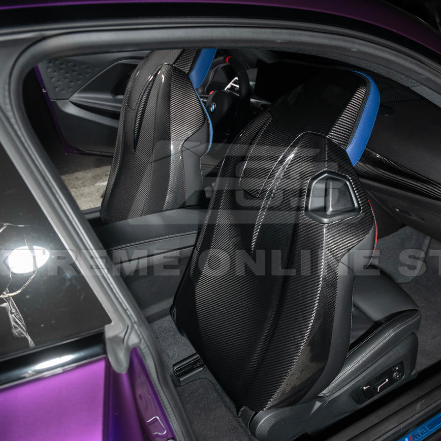BMW G87 G80 G82 M2 M3 M4 S58 | Dry CARBON FIBER Tape-On Headrest Cover Pair