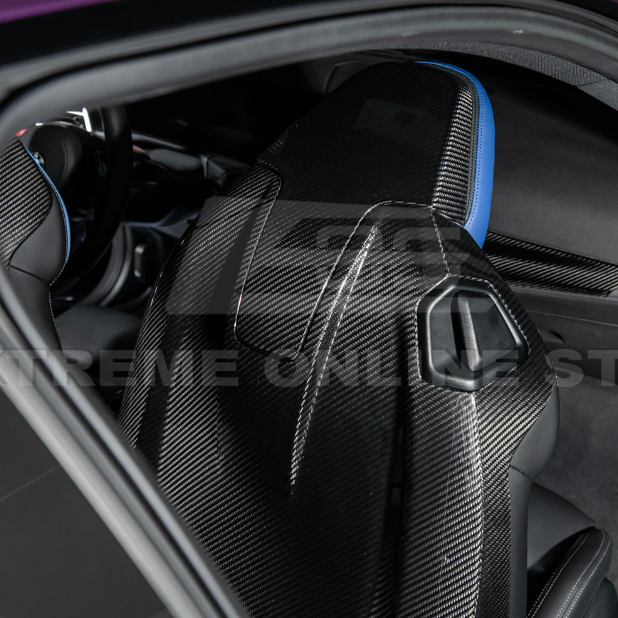 BMW G87 G80 G82 M2 M3 M4 S58 | Dry CARBON FIBER Tape-On Headrest Cover Pair