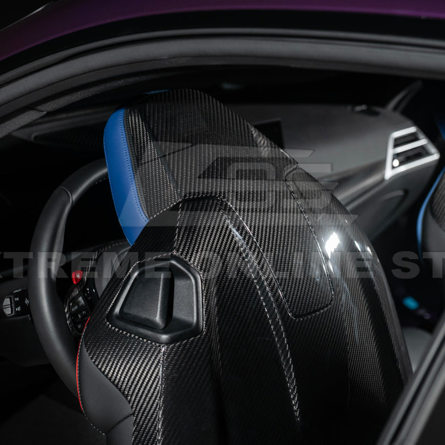 BMW G87 G80 G82 M2 M3 M4 S58 | Dry CARBON FIBER Tape-On Headrest Cover Pair