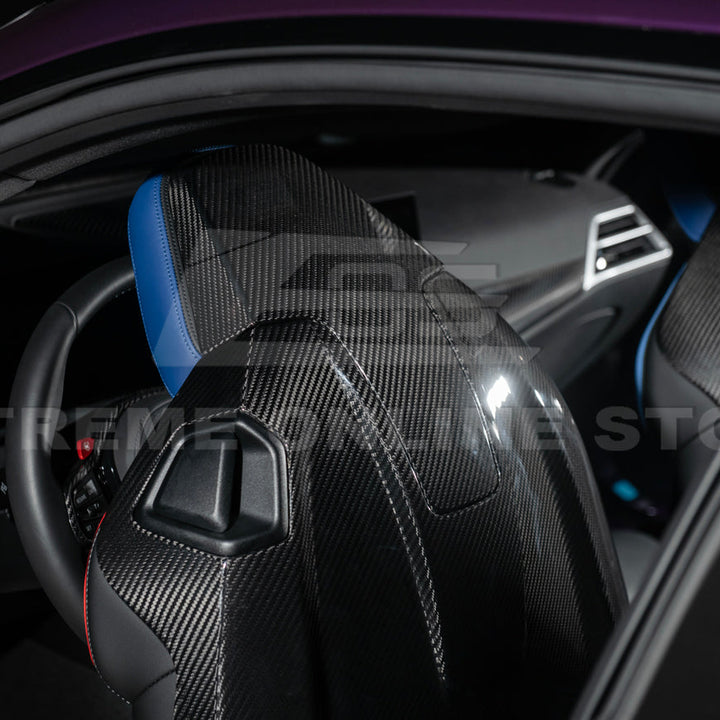 BMW G87 G82 M2 M4 Dry CARBON FIBER Tape-On Full Seat Back Cover Pair
