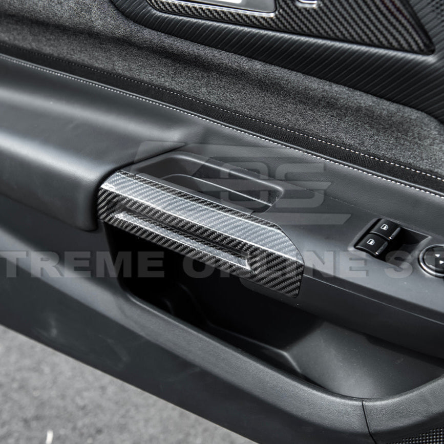 2015-Up Ford Mustang DRY CARBON FIBER Side Door Armrest Panel Trim Cover