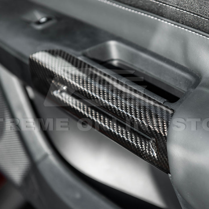 2015-Up Ford Mustang DRY CARBON FIBER Side Door Armrest Panel Trim Cover