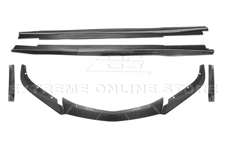 2016-19 Cadillac CTS-V Carbon Fiber Front Splitter Wheel Arch&amp; Side Skirts Rockerst