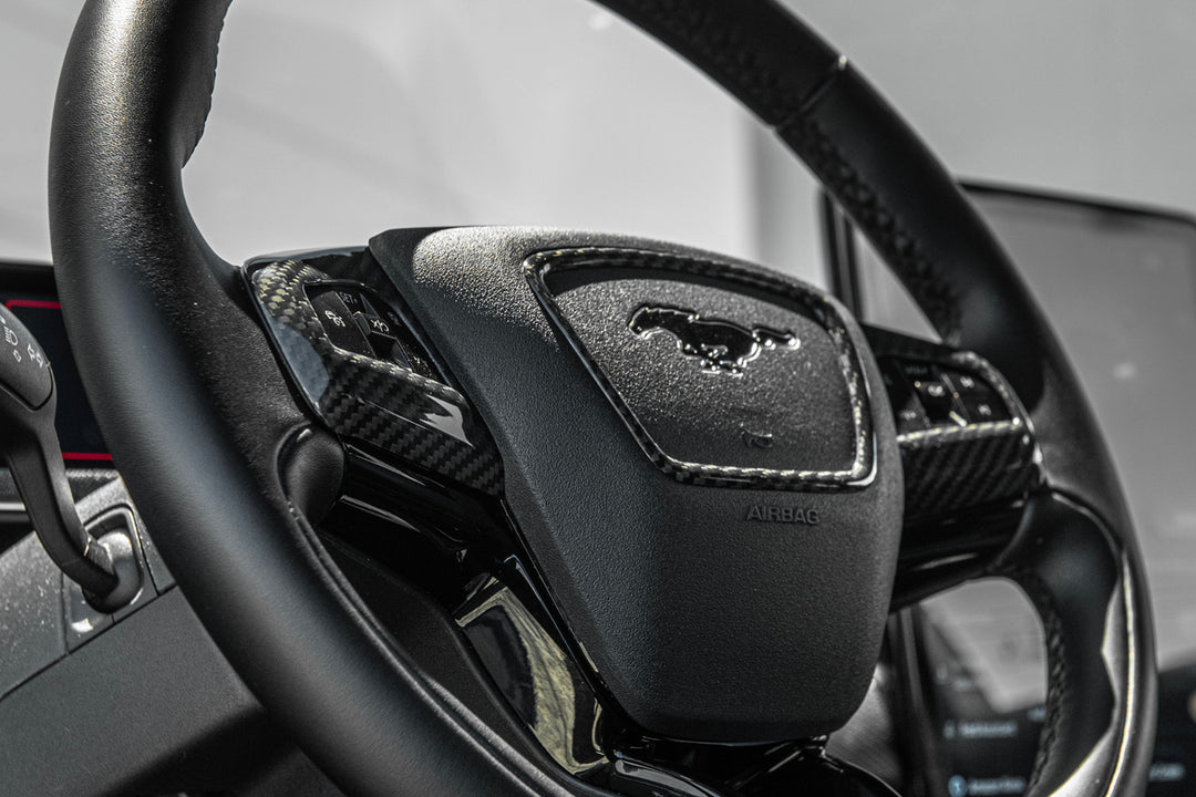 2021+ Mustang Mach-E DRY Carbon Fiber Steering Wheel Trim