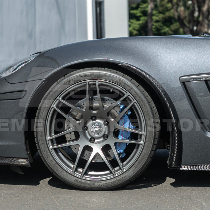 2005-13 Corvette C6 Z06 ZR1 Extended DRY CARBON FIBER Front Splash Guard Mud Flaps