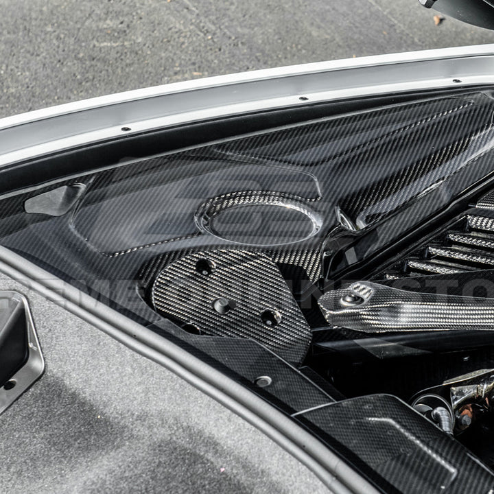 Corvette C8 DRY CARBON FIBER Coupe Engine Bay Panel Cover (3-Pieces Version)