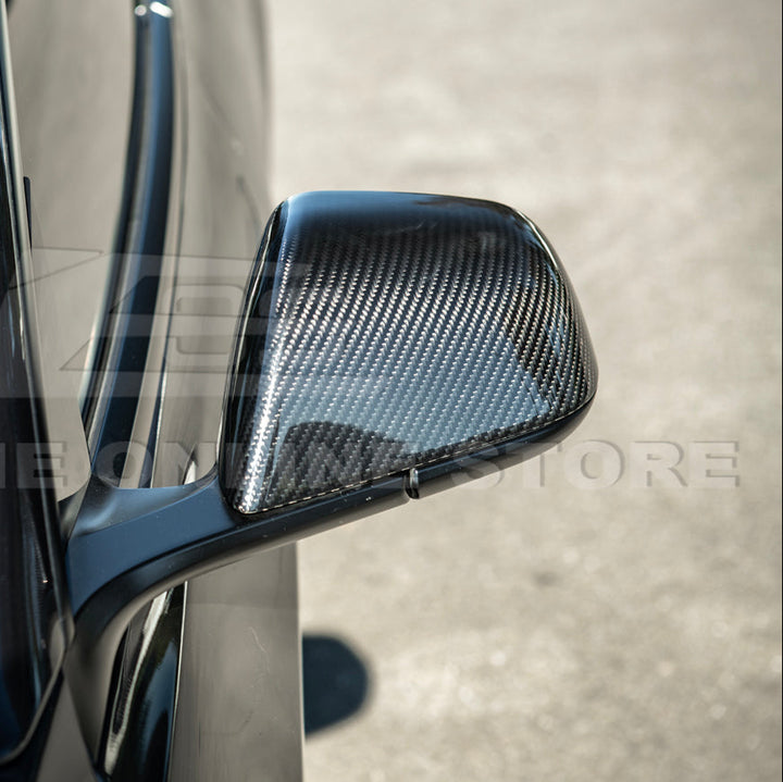 2024-Up Tesla Model 3 Dry Carbon Fiber Tape On Side Mirror Cap Covers Pair