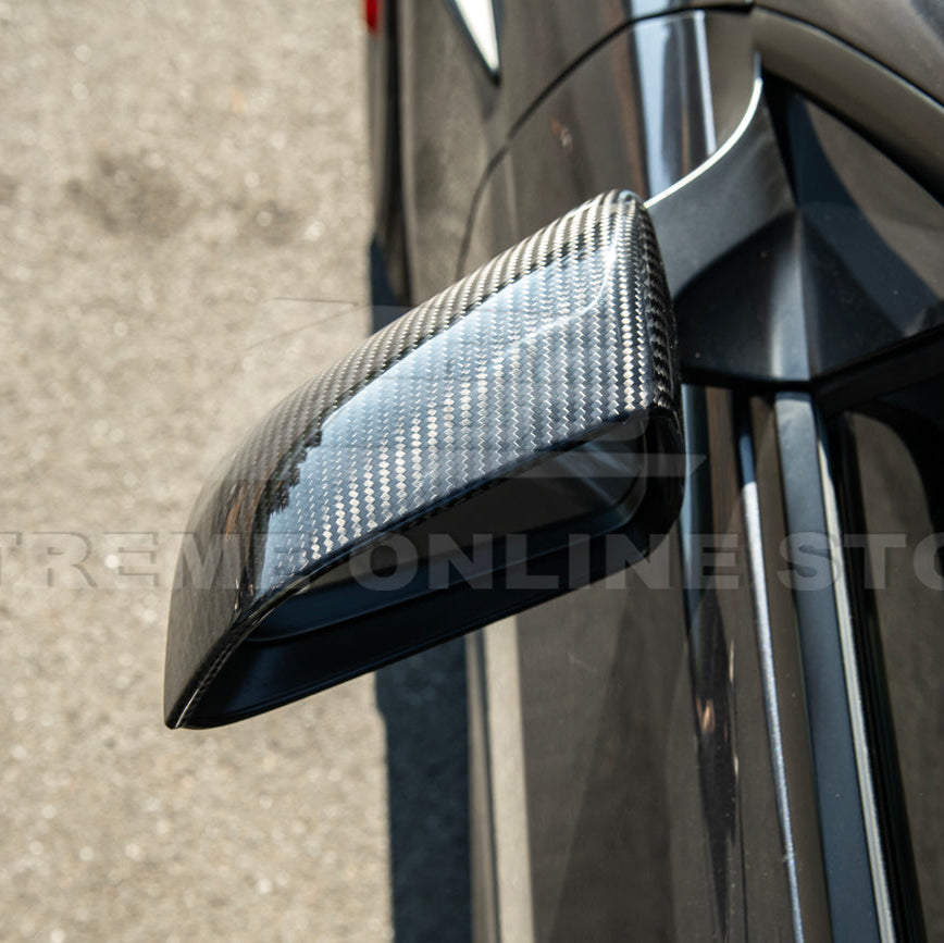 2024-Up Tesla Model 3 Dry Carbon Fiber Tape On Side Mirror Cap Covers Pair