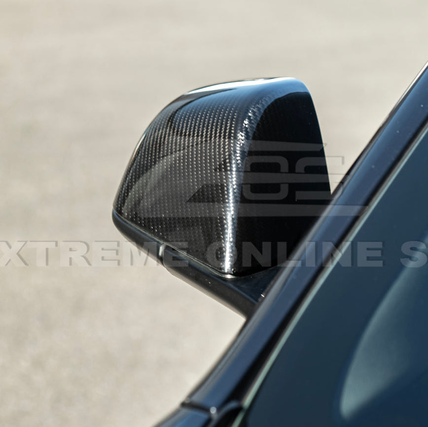 2024-Up Tesla Model 3 Dry Carbon Fiber Tape On Side Mirror Cap Covers Pair