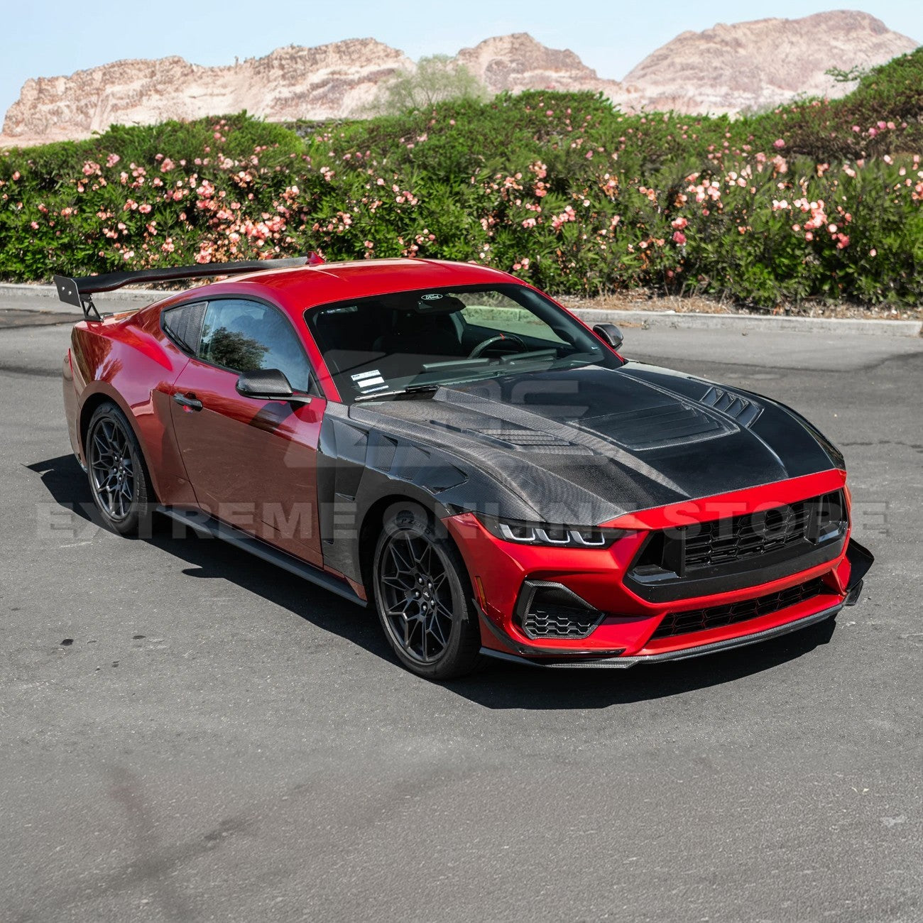 2024-Up Ford Mustang Front Super Snake Style Bumper Hood Vented Cover