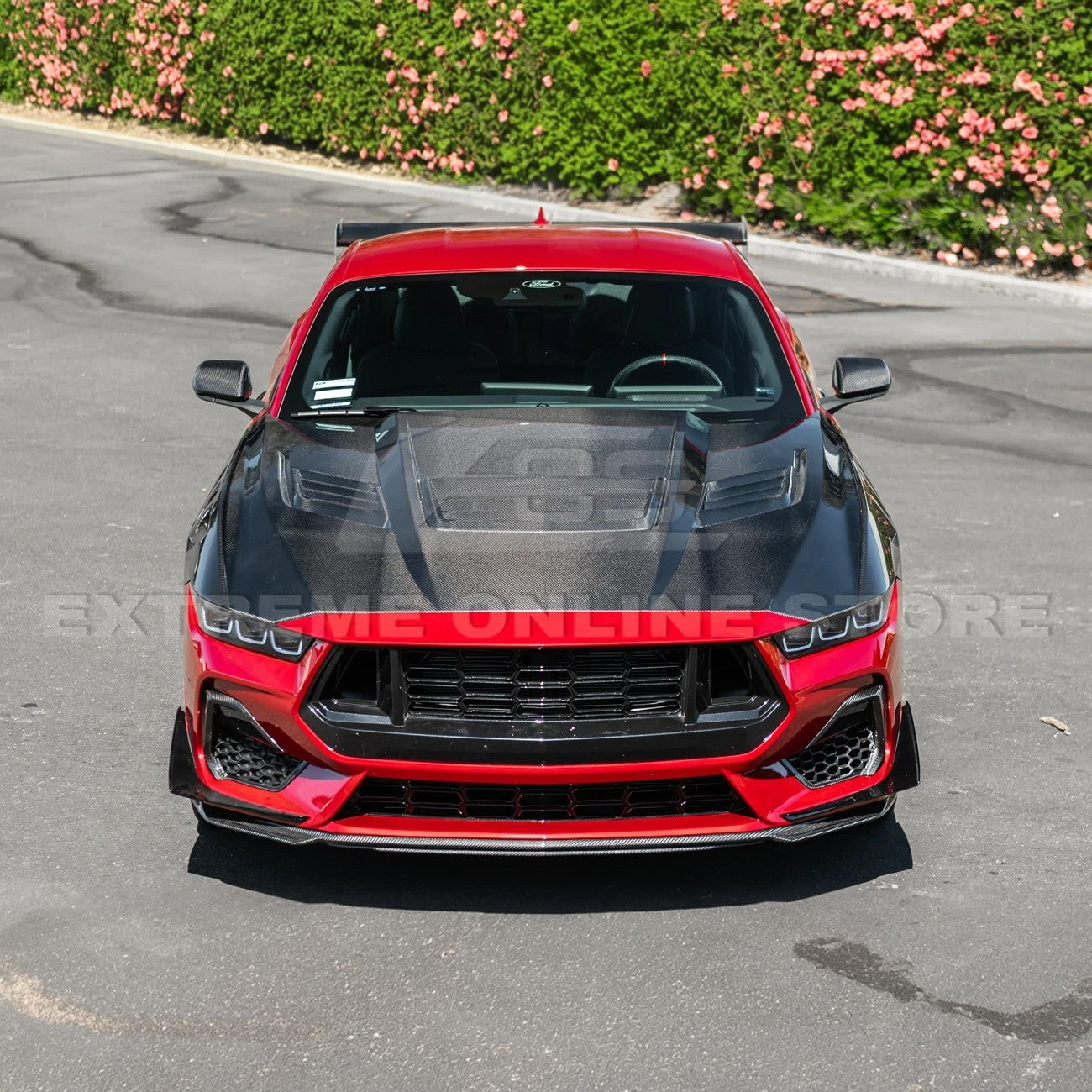 2024-Up Ford Mustang Front Super Snake Style Bumper Hood Vented Cover