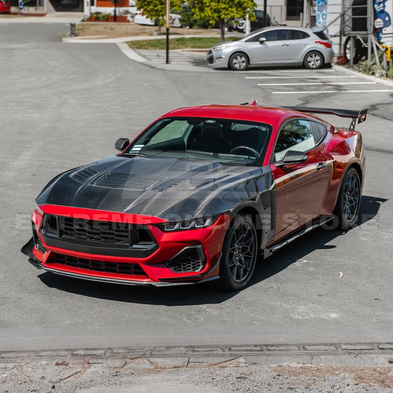 2024-Up Ford Mustang Front Super Snake Style Bumper Hood Vented Cover