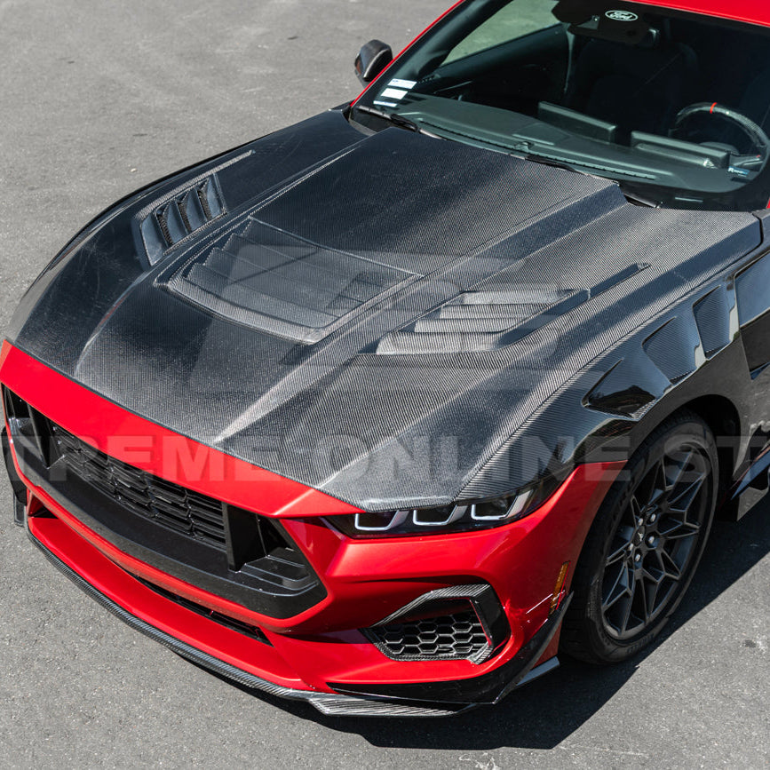 2024-Up Ford Mustang Front Super Snake Style Bumper Hood Vented Cover