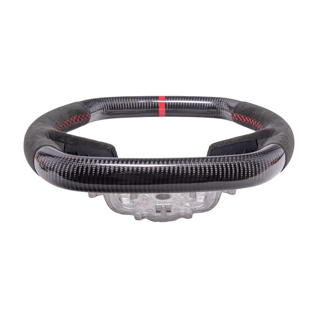 Corvette C8 CARBON FIBER Alcantara Leather Red Stripe Steering Wheel