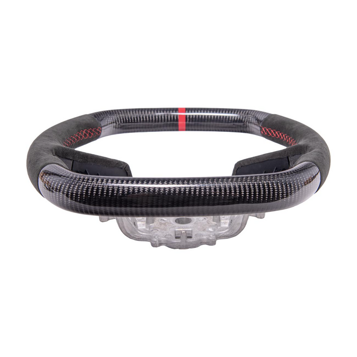 Corvette C8 CARBON FIBER Alcantara Leather Red Stripe Steering Wheel