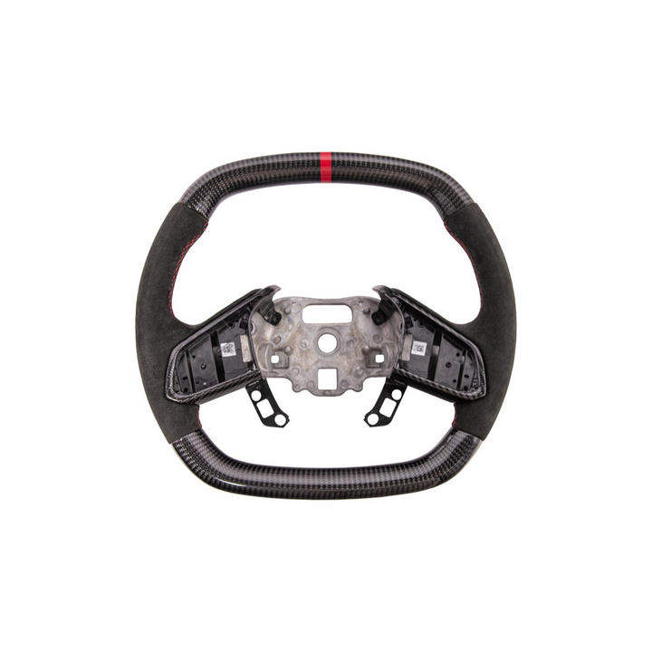 Corvette C8 CARBON FIBER Alcantara Leather Red Stripe Steering Wheel
