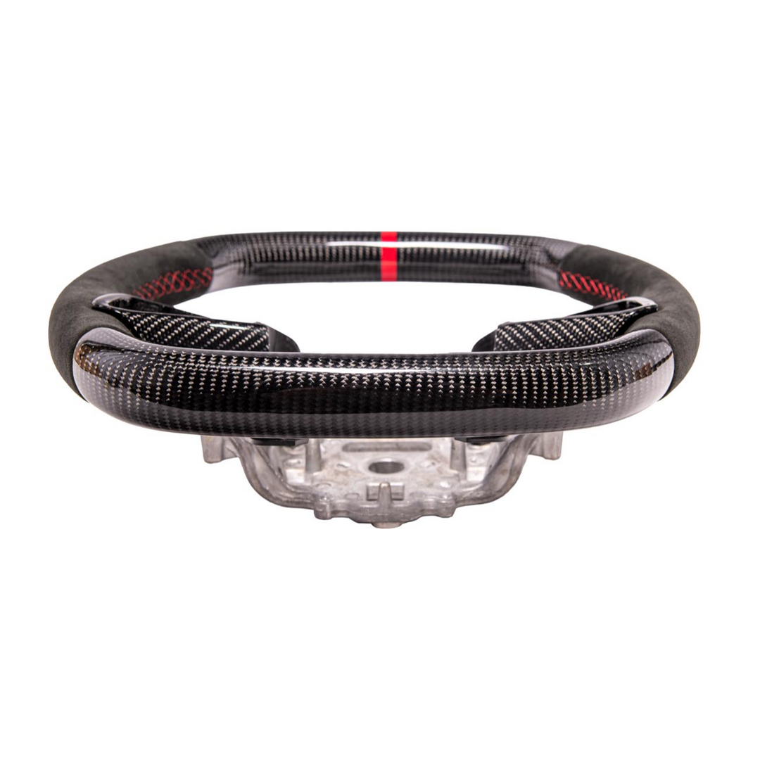 Corvette C8 CARBON FIBER Alcantara Leather Red Stripe Steering Wheel