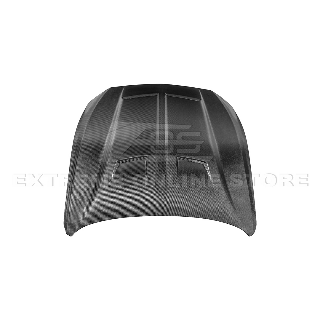 2024-Up Ford Mustang Super Snake Style CARBON FIBER Front Bumper Hood Vented Cover