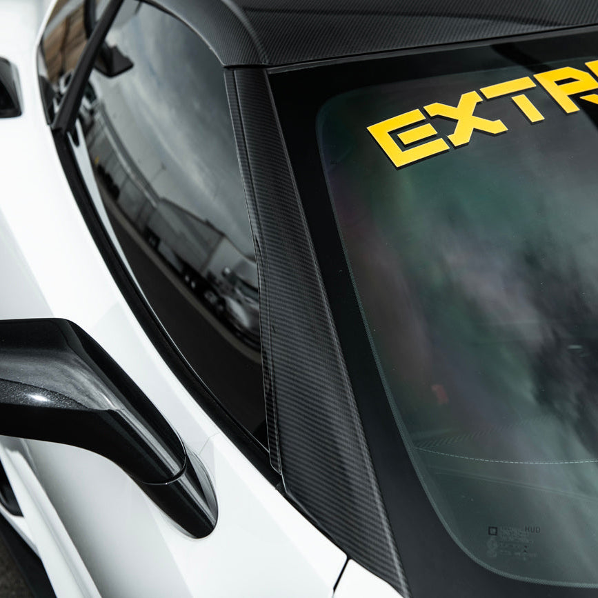 Corvette C7 Carbon Fiber A-Pillar Panel Side Molding Trim Cover Set