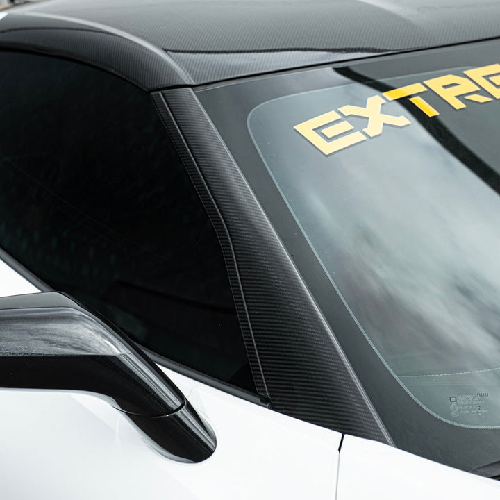 Corvette C7 Carbon Fiber A-Pillar Panel Side Molding Trim Cover Set