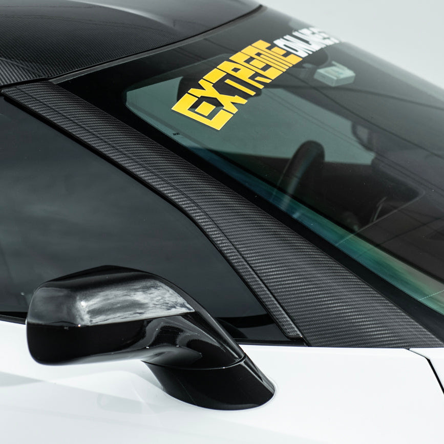 Corvette C7 Carbon Fiber A-Pillar Panel Side Molding Trim Cover Set