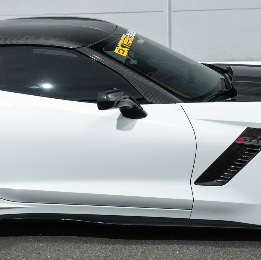 Corvette C7 Carbon Fiber A-Pillar Panel Side Molding Trim Cover Set