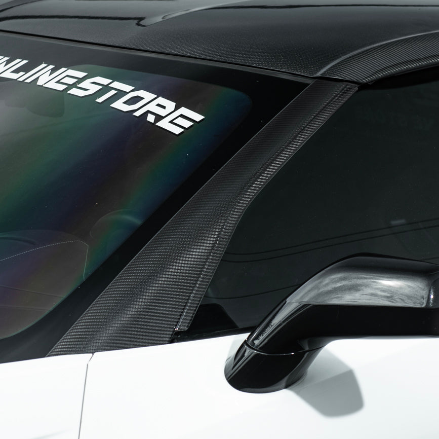 Corvette C7 Carbon Fiber A-Pillar Panel Side Molding Trim Cover Set