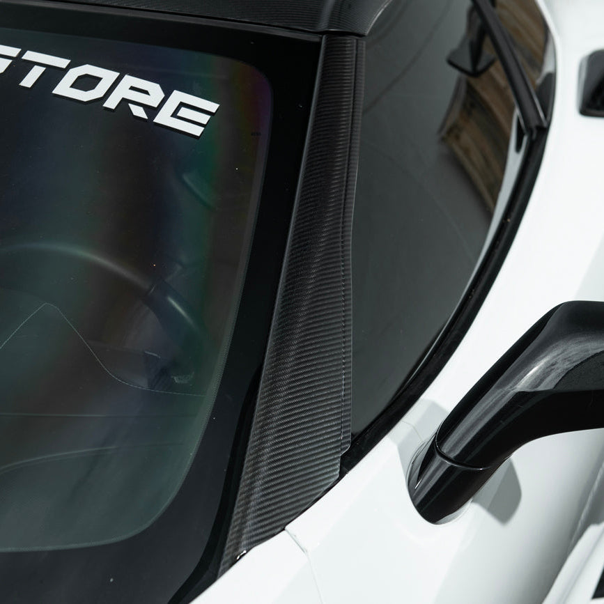 Corvette C7 Carbon Fiber A-Pillar Panel Side Molding Trim Cover Set