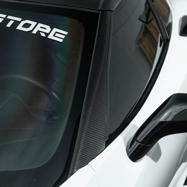 Corvette C7 Carbon Fiber A-Pillar Panel Side Molding Trim Cover Set