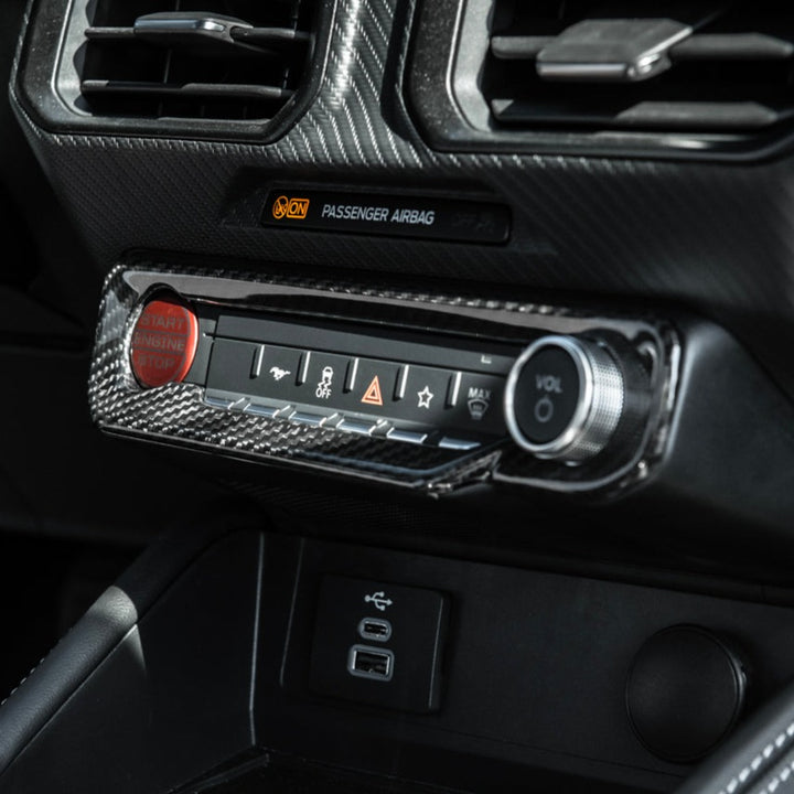 2024+ Ford Mustang DRY CARBON FIBER AC Control Panel Cover
