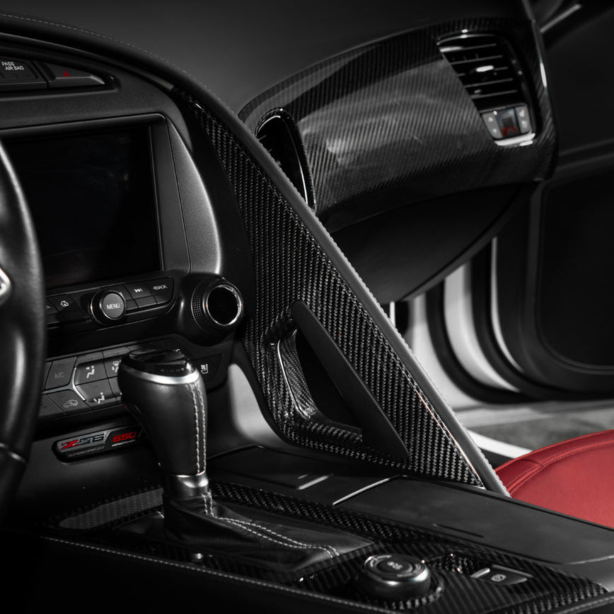 Corvette C7 Dry Carbon Fiber Center Console Grab Handle Cover