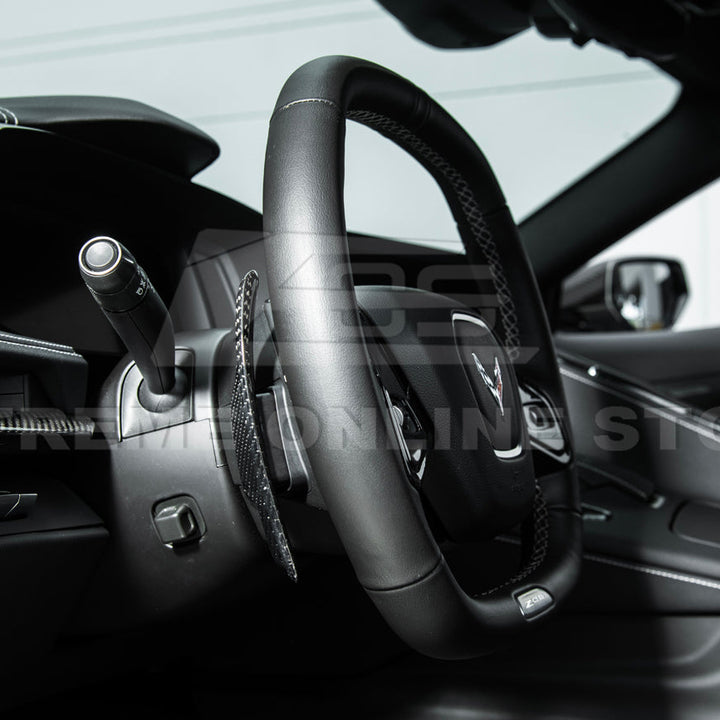 2020-Up Corvette C8 DRY CARBON FIBER Steering Wheel Paddle Shifters Replacement