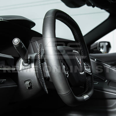 2020-Up Corvette C8 DRY CARBON FIBER Steering Wheel Paddle Shifters Replacement