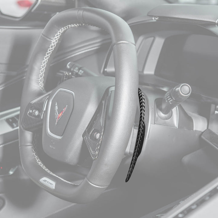 2020-Up Corvette C8 DRY CARBON FIBER Steering Wheel Paddle Shifters Replacement