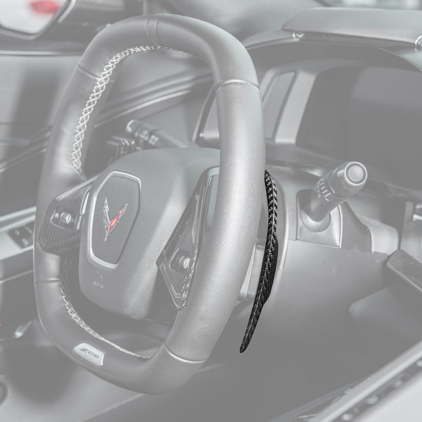 2020-Up Corvette C8 DRY CARBON FIBER Steering Wheel Paddle Shifters Replacement