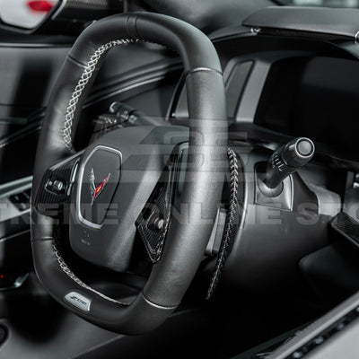 2020-Up Corvette C8 DRY CARBON FIBER Steering Wheel Paddle Shifters Replacement