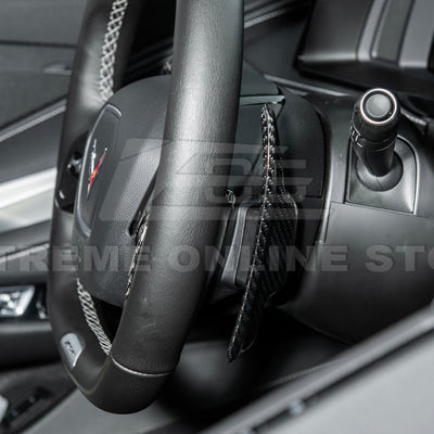 2020-Up Corvette C8 DRY CARBON FIBER Steering Wheel Paddle Shifters Replacement