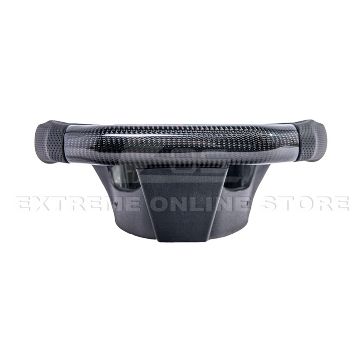 2016-2024 CAMARO CARBON FIBER Perforated Leather Red Stripe Steering Wheel