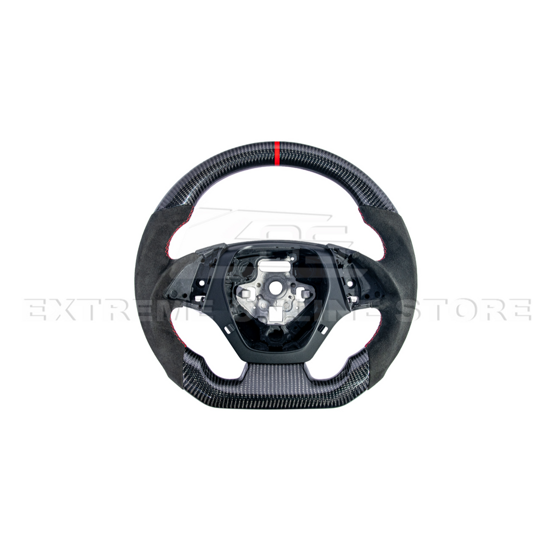 2016-2024 CAMARO CARBON FIBER Black Alcantara Red Stripe Steering Wheel