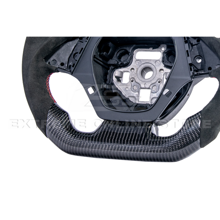 2016-2024 CAMARO CARBON FIBER Black Alcantara Red Stripe Steering Wheel