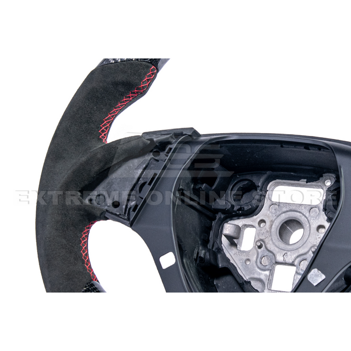 2016-2024 CAMARO CARBON FIBER Black Alcantara Red Stripe Steering Wheel