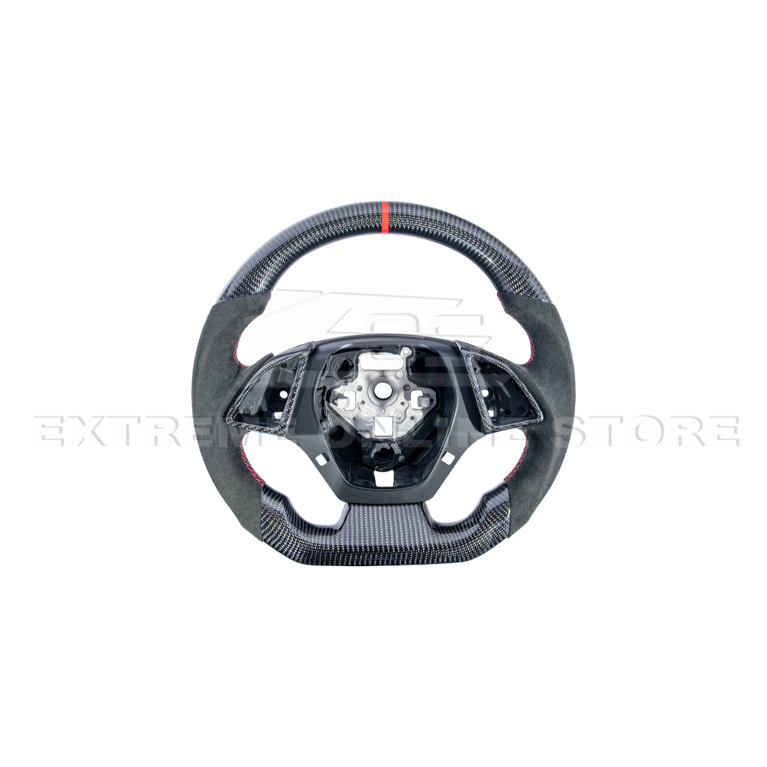 2016-2024 CAMARO CARBON FIBER Black Alcantara Red Stripe Steering Wheel
